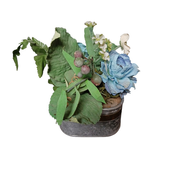 Vintage Rustic Metal Music Box Floral Arrangement Patina Distressed Home Decor - Picture 5 of 8